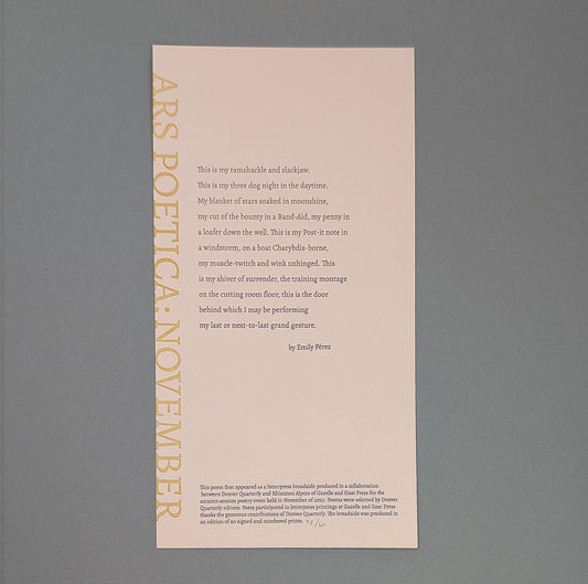 Emily Perez | Denver Quarterly Letterpress Broadside